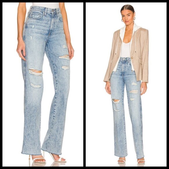 💕VERONICA BEARD💕 Dylan Straight Leg Jeans Distressed Pebble Stone Blue 25 NWT - Picture 5 of 16